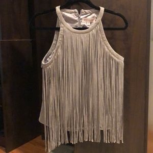 Suede fringed tank
